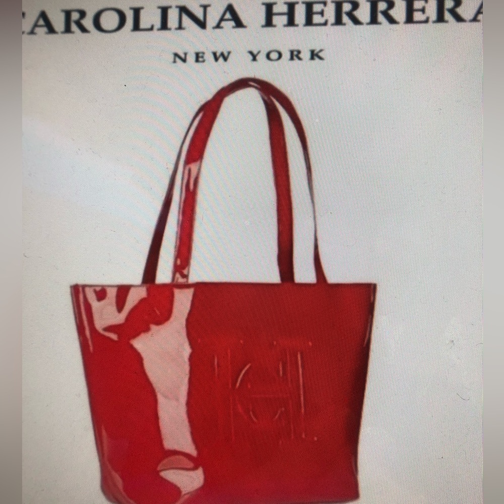 NWT Red Carolina Herrera lined tote